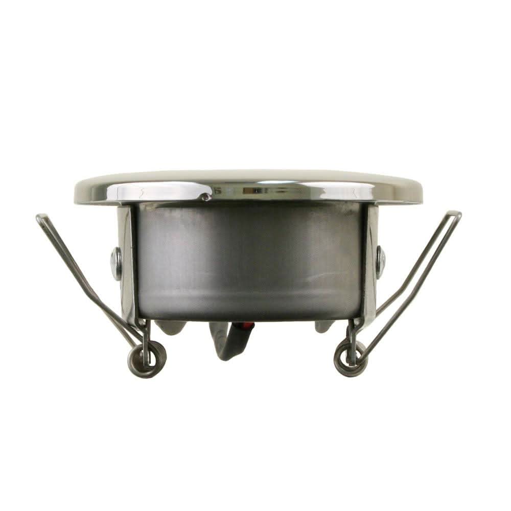 Scandvik A2.5 4 color LED downlight with stainless steel trim and spring clips for 8-30V systems