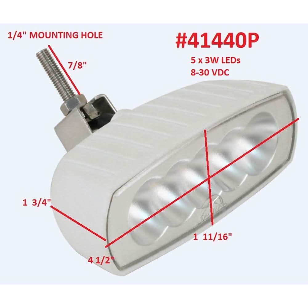 Scandvik Bracket Mount LED Spreader Light white marine deck light with 5 LEDs and adjustable stainless steel bracket