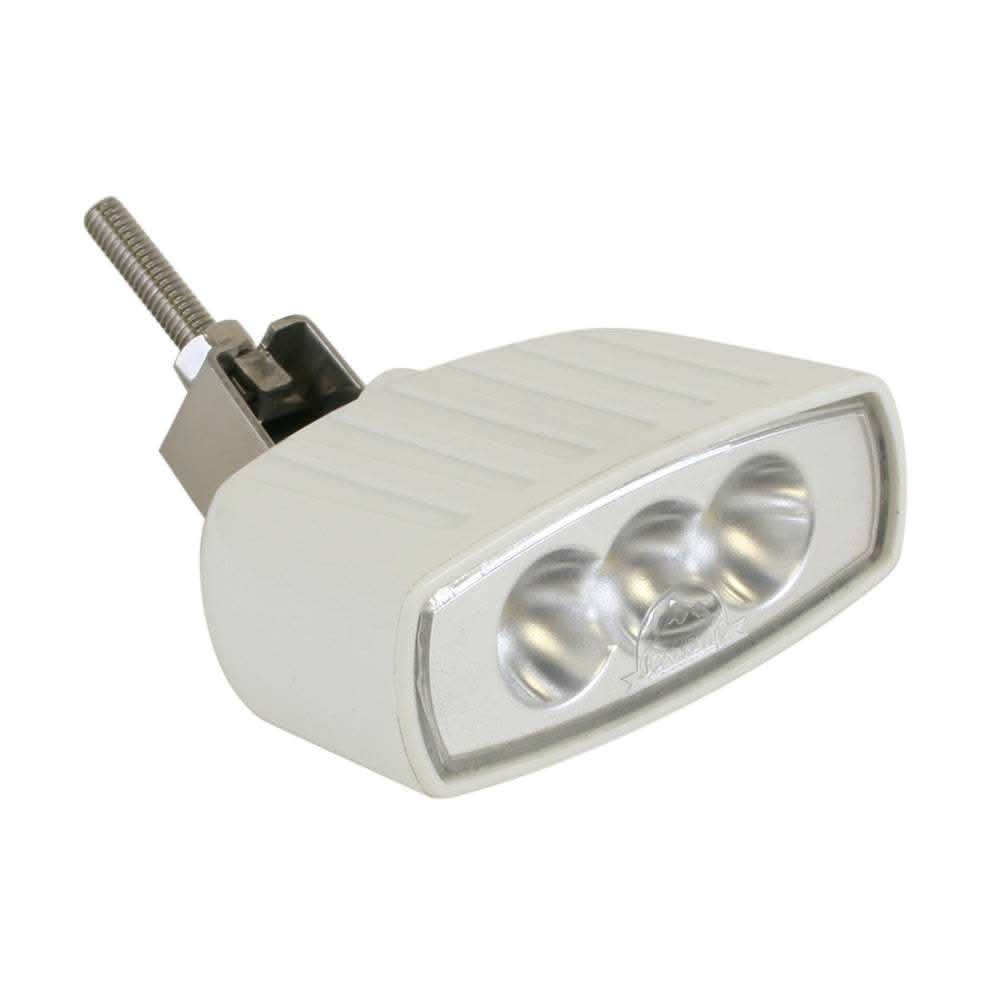 Scandvik compact white bracket mount LED spreader light with stainless steel bracket and polycarbonate lens