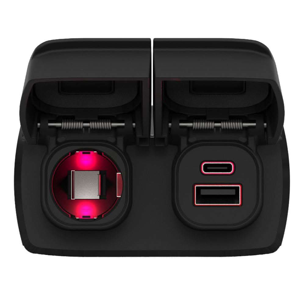 Scanstrut Flip Pro Duo USB-A USB-C charger with 12V power socket, waterproof marine power solution