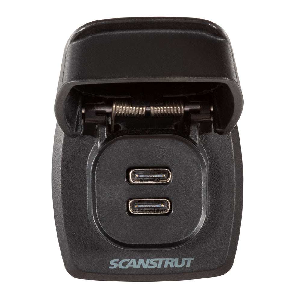 Scanstrut Flip Pro Max dual USB-C marine charging socket with protective flip cover and waterproof design
