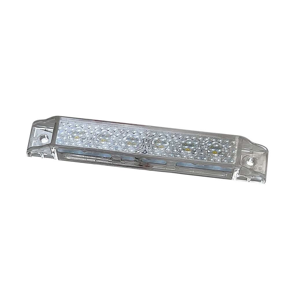 Scandvik 4-inch blue LED light strip with gasket and polycarbonate housing, 12V, IP67 waterproof.