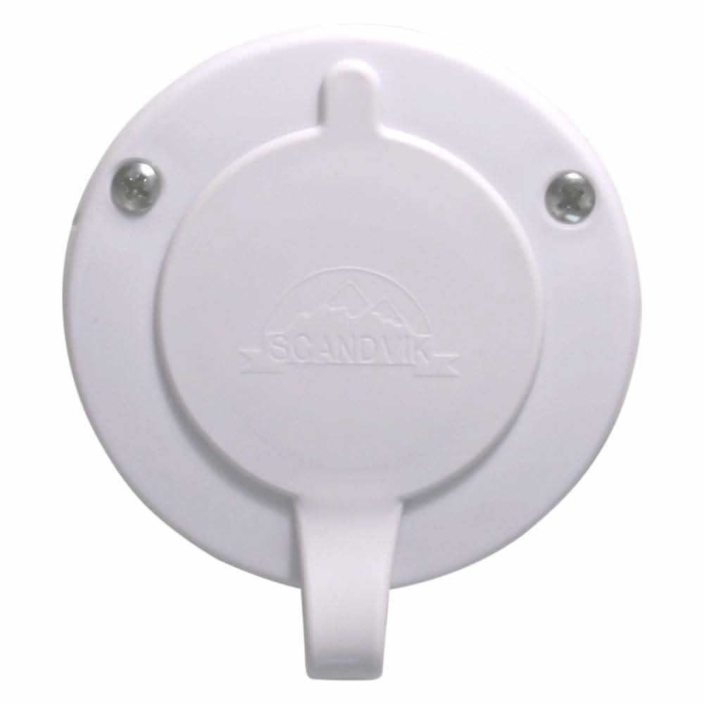 White Scandvik vertical cup and cap for recessed showers with mounting screws