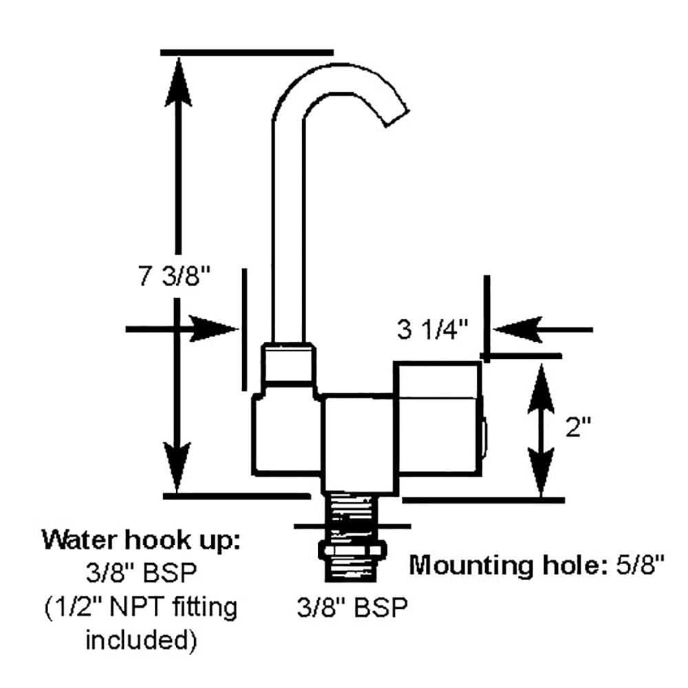 Scandvik Ceramic Family Tap chrome finish diagram with dimensions and water hookup details