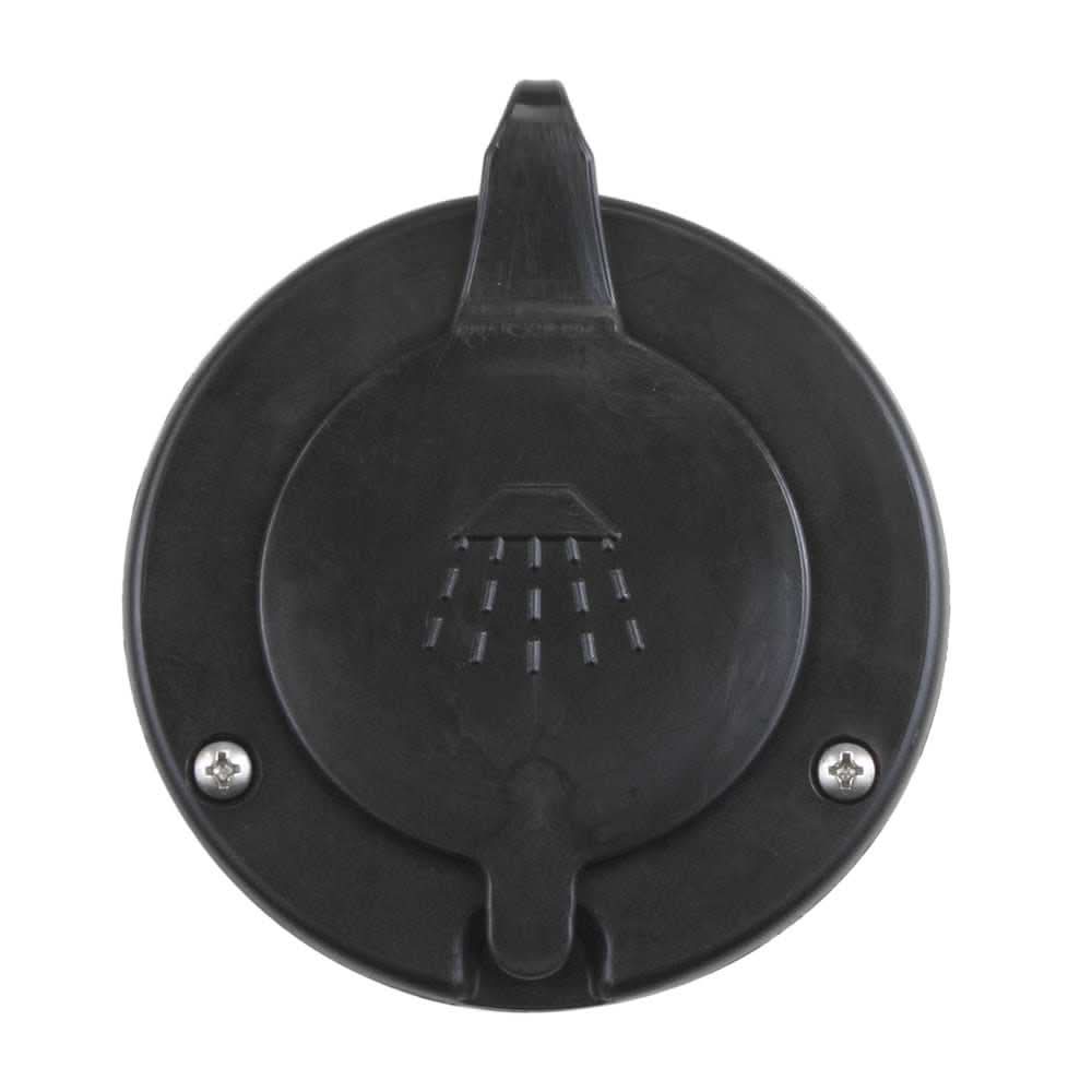 Scandvik black cap and container for recessed shower with shower symbol and mounting screws