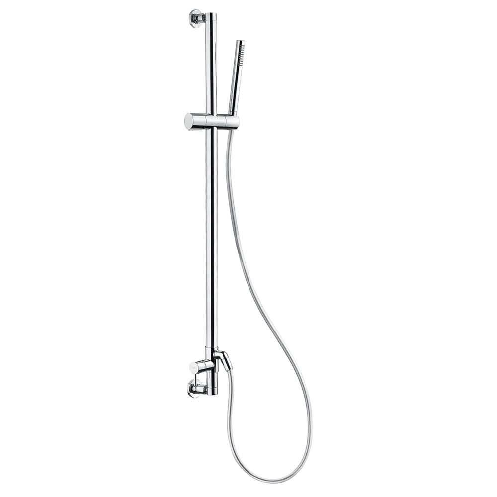 Scandvik All-In-One Shower System with 28-inch chrome-plated rail, integrated mixer, hose, and shower handle