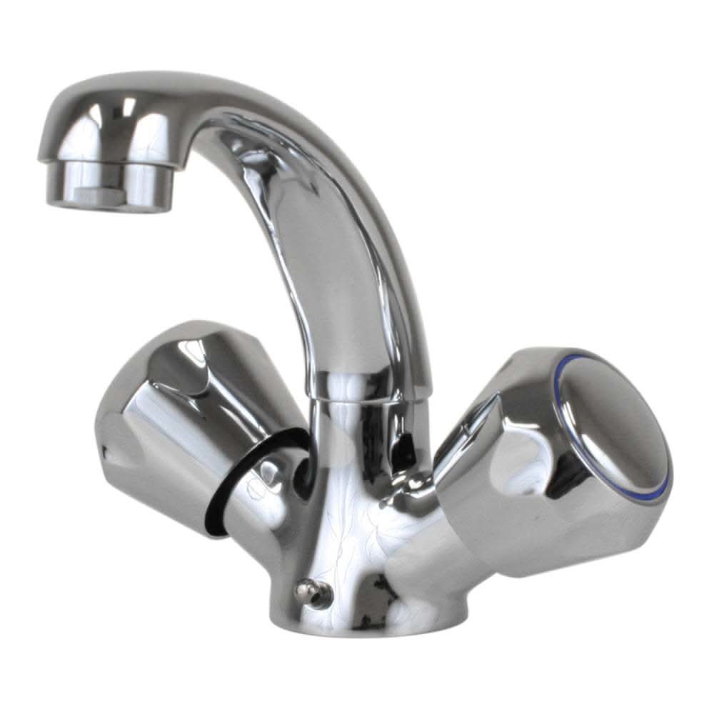 Scandvik heavy-duty chrome plated basin mixer with dual handles and ceramic valves