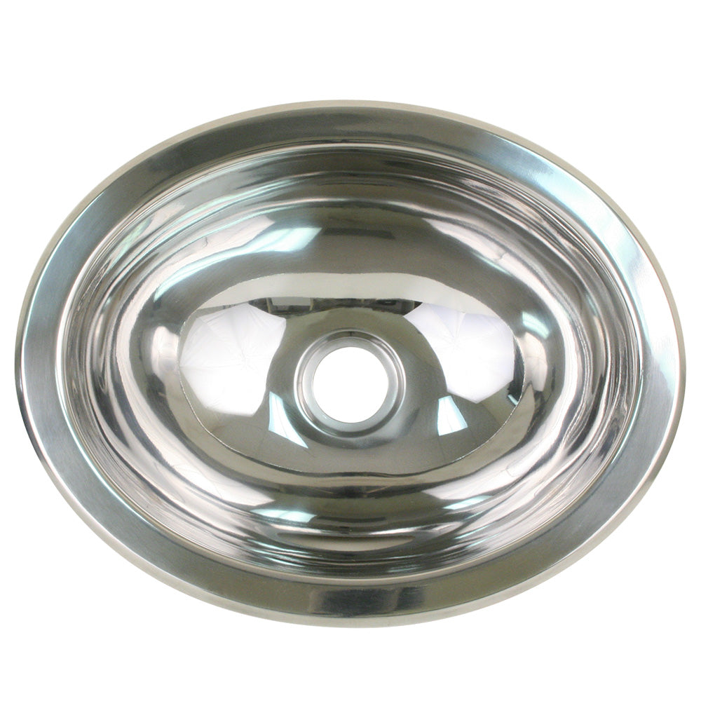 Scandvik Polished SS Oval Sink - 13.25" x 10.5" - 10280
