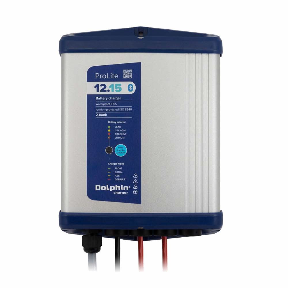 Scandvik PROLITE Series Dolphin 12V 15A battery charger with Bluetooth and dual outputs