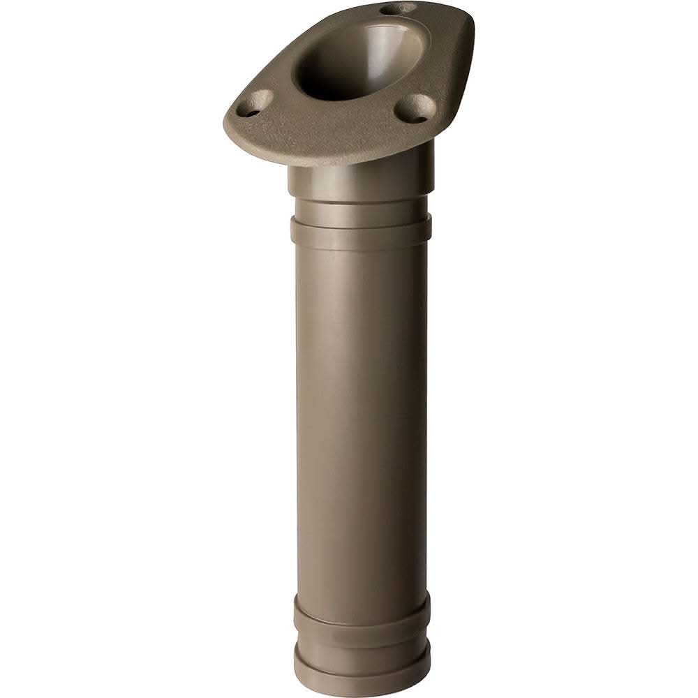 Sea-Dog Side Mount Rod Holder in flat dark earth color, corrosion-resistant fishing rod holder for boats and kayaks.