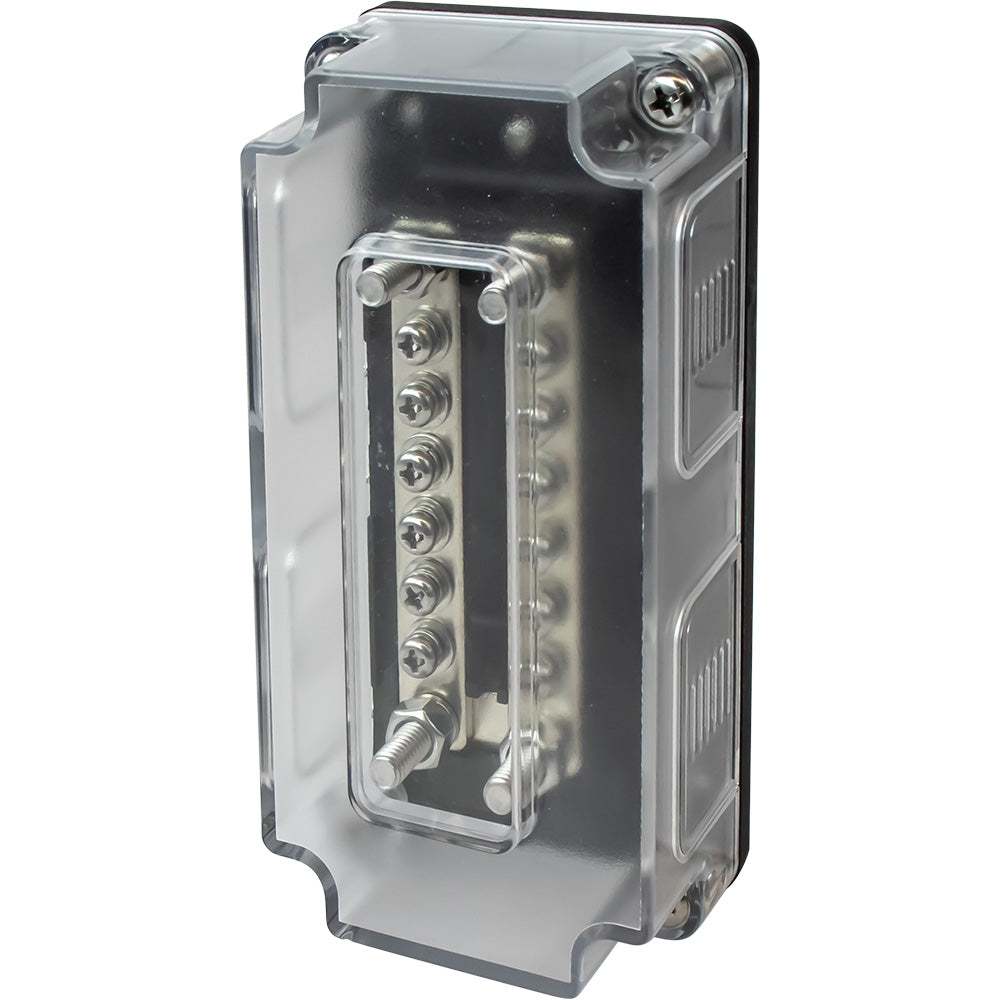 Sea-Dog Dual Buss Bar with cover, 12 terminals, corrosion-resistant copper and ABS construction