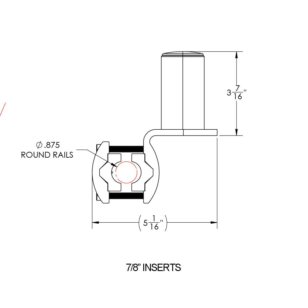 TACO ShadeFin Mini Round Tube Rail Mount - T10-4000-15