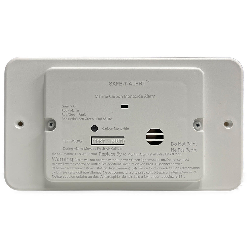 Safe-T-Alert 62 Series Marine Carbon Monoxide - Flush Mount - White - 12V w/Trim Ring - 62-542-TR-WT-M