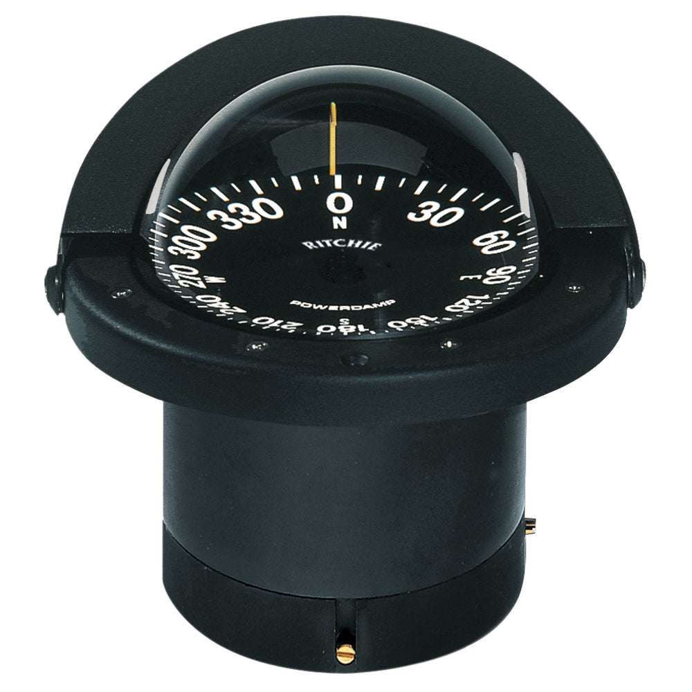 Ritchie FN-201 Navigator Compass flush mount black marine compass with large dial and LED lighting