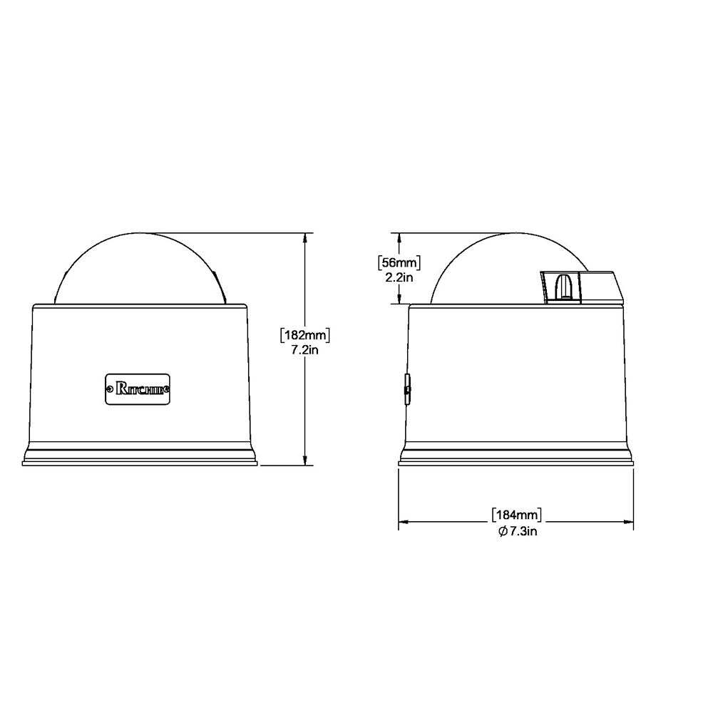 Technical drawing of Ritchie SP-5-B GlobeMaster compass with dimensions in black finish
