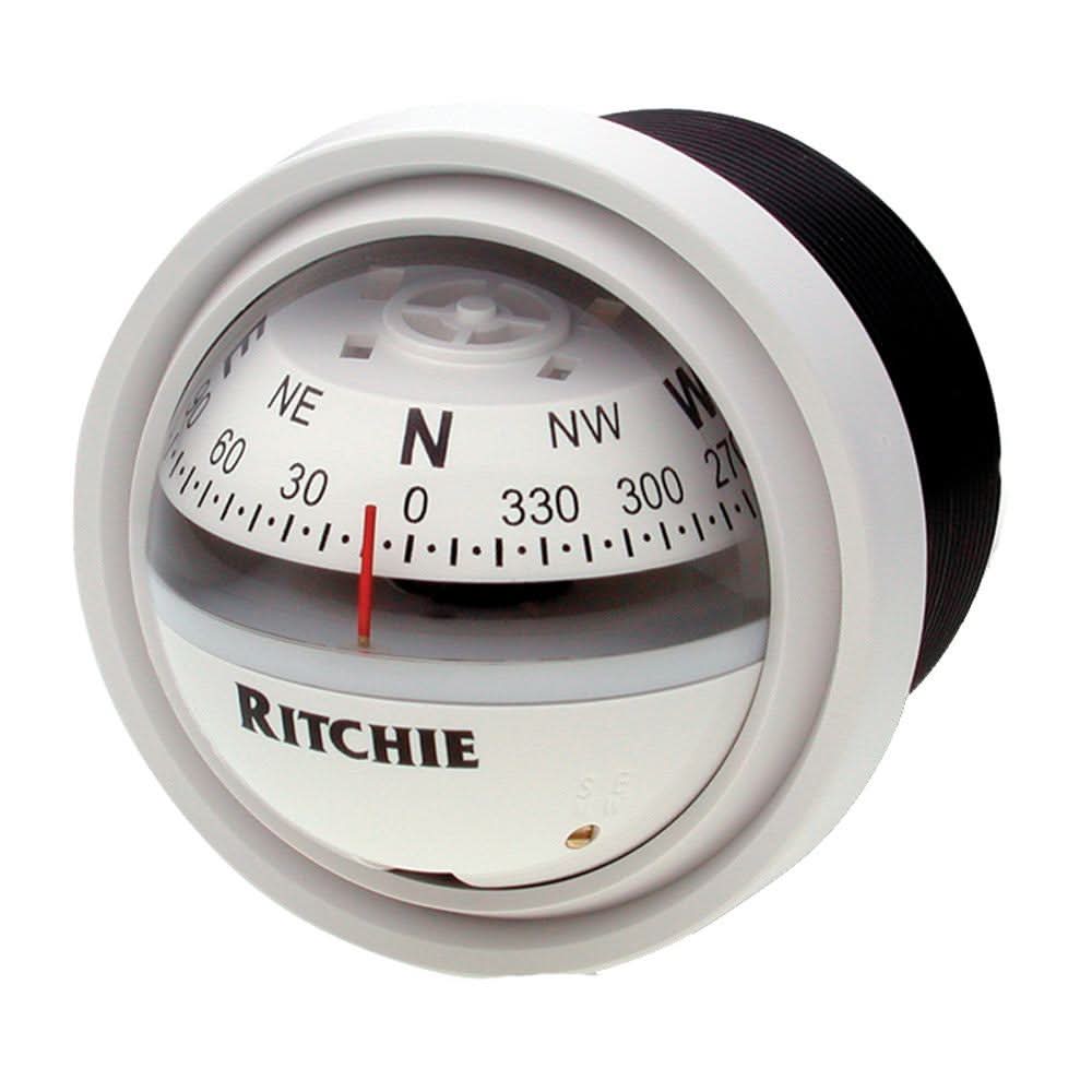 Ritchie V-57W.2 Explorer compass with white dash mount and 2 3/4" direct reading dial