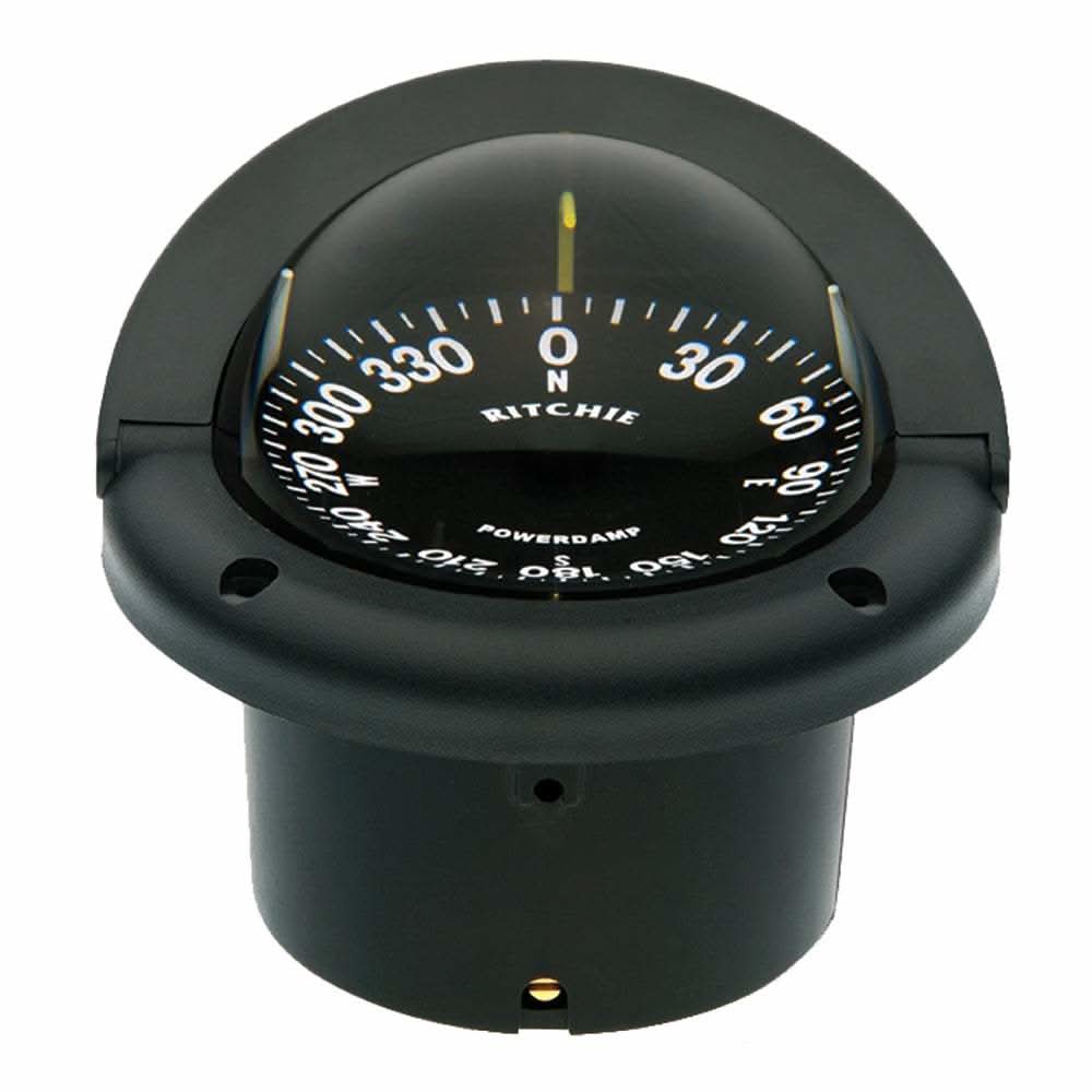 Ritchie HF-742 Helmsman flush mount black compass with green night illumination and deviation compensators