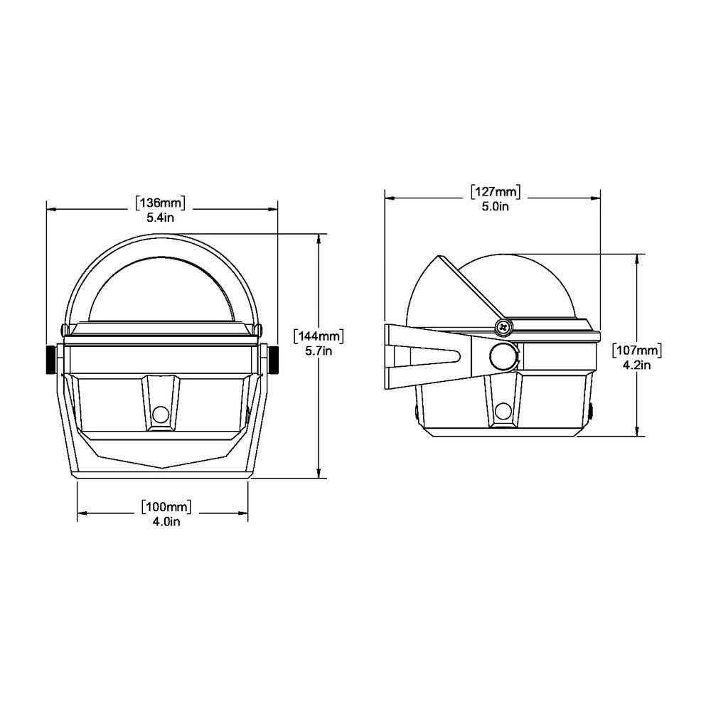 Technical drawing of Ritchie B-80 Voyager Compass bracket mount with dimensions in millimeters and inches