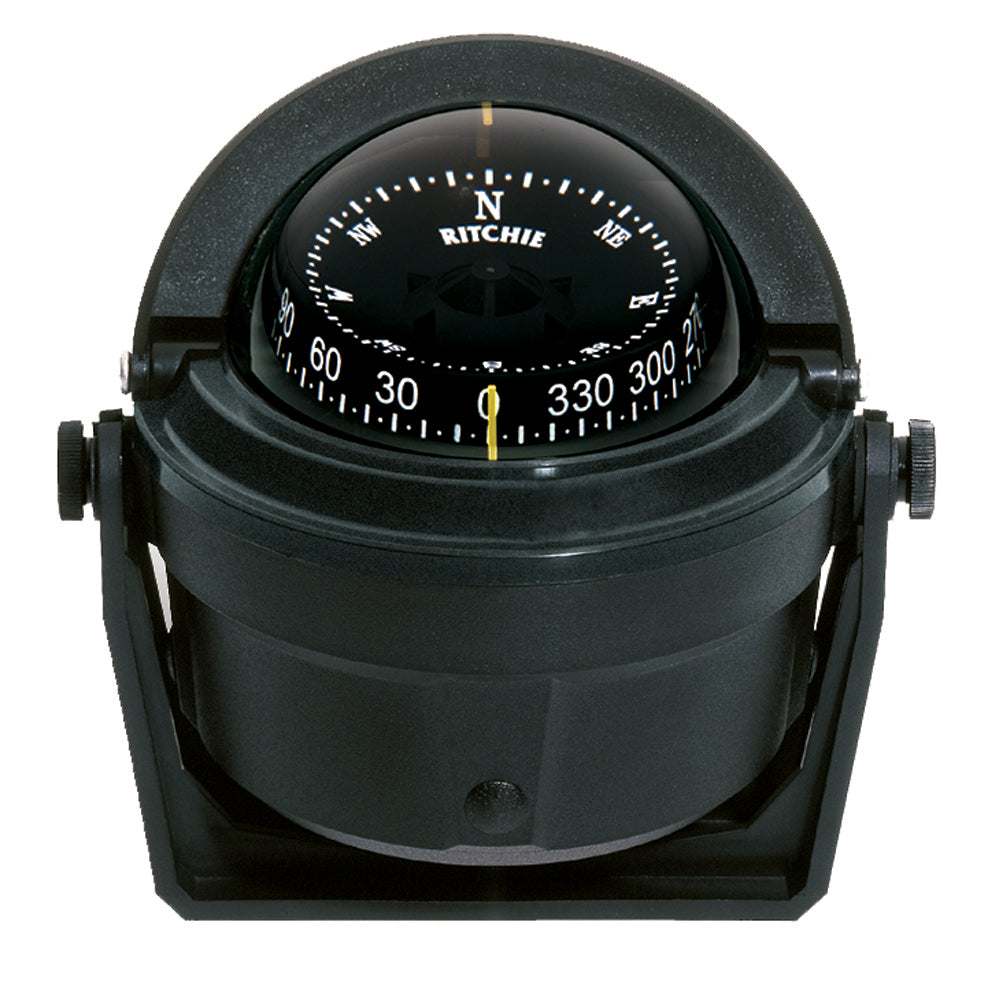 Ritchie B-81 Voyager Compass black bracket mount with illuminated dial and adjustable sun shield