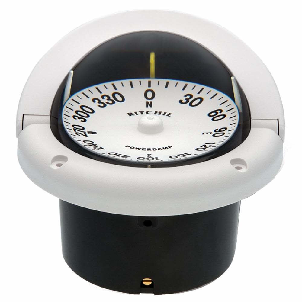 Ritchie HF-742W Helmsman Compass flush mount white with night illumination and adjustable compensators