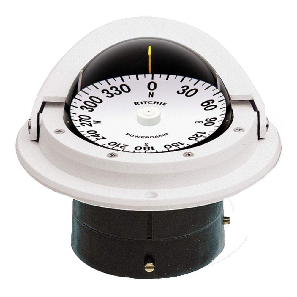 Ritchie F-82W Voyager flush mount compass with white dial and PowerDamp technology