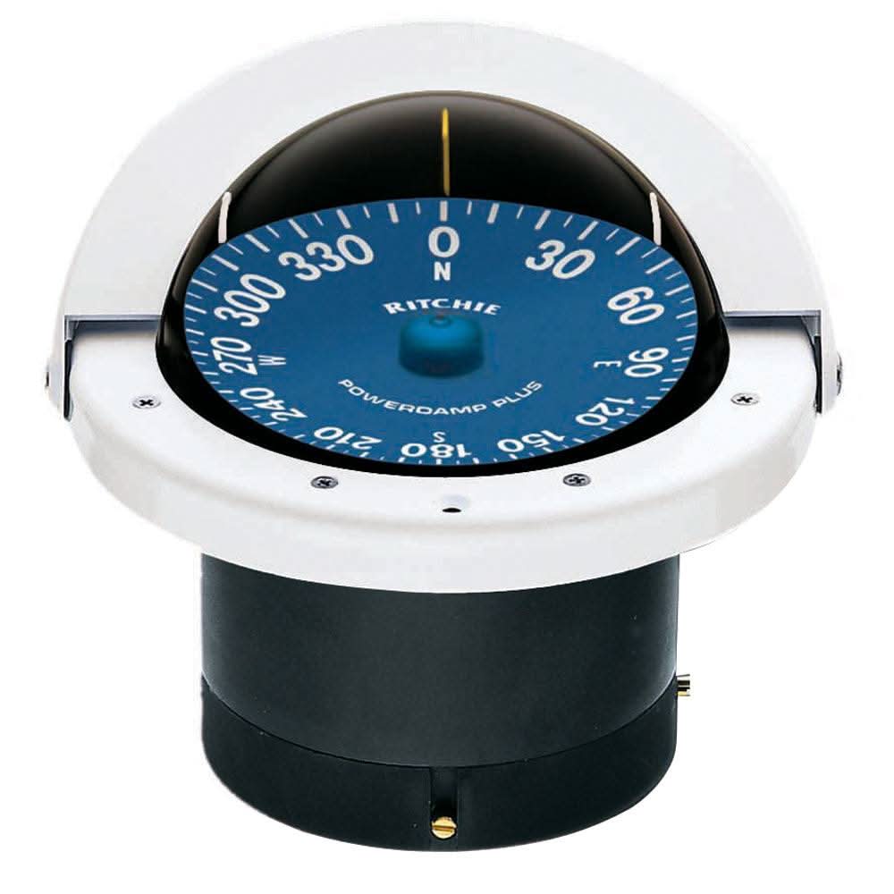 Ritchie SS-2000W SuperSport flush mount boat compass with PowerDamp Plus blue dial and white casing