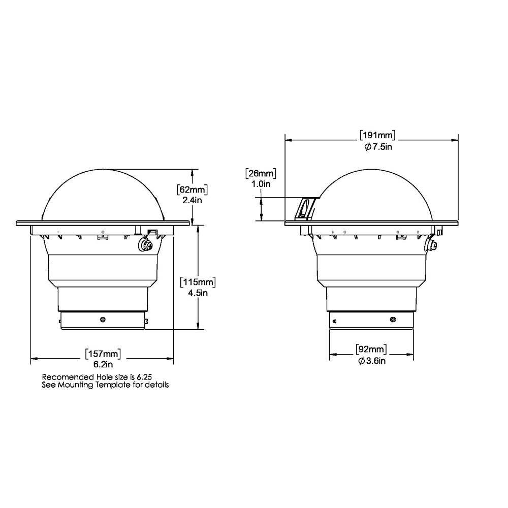 RITCHIE SS-5000W SuperSport flush mount white compass with dimensions and mounting details diagram