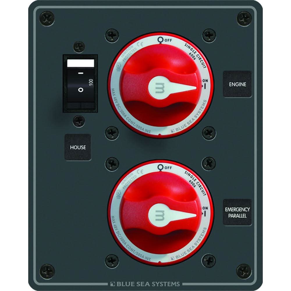Blue Sea 8080 single circuit ON/OFF battery switch panel with ignition protection and main circuit breaker