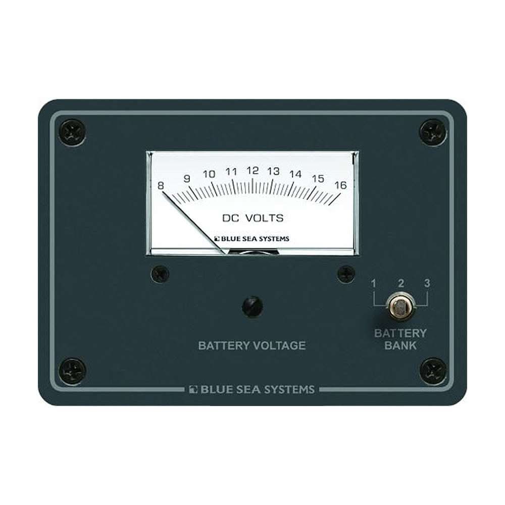 Blue Sea 8015 DC analog voltmeter with panel and 3-position switch for battery banks