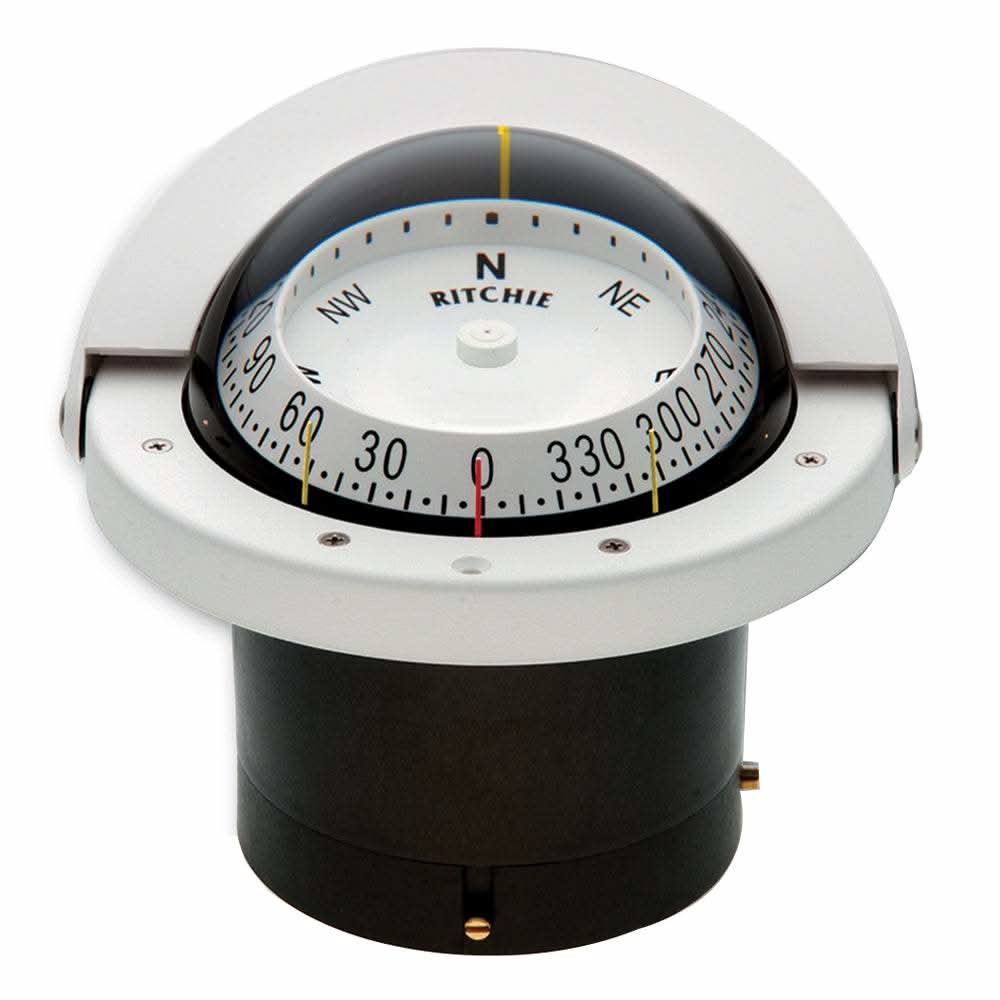 Ritchie FNW-203 Navigator Compass flush mount white with LED lighting and movable sun shield