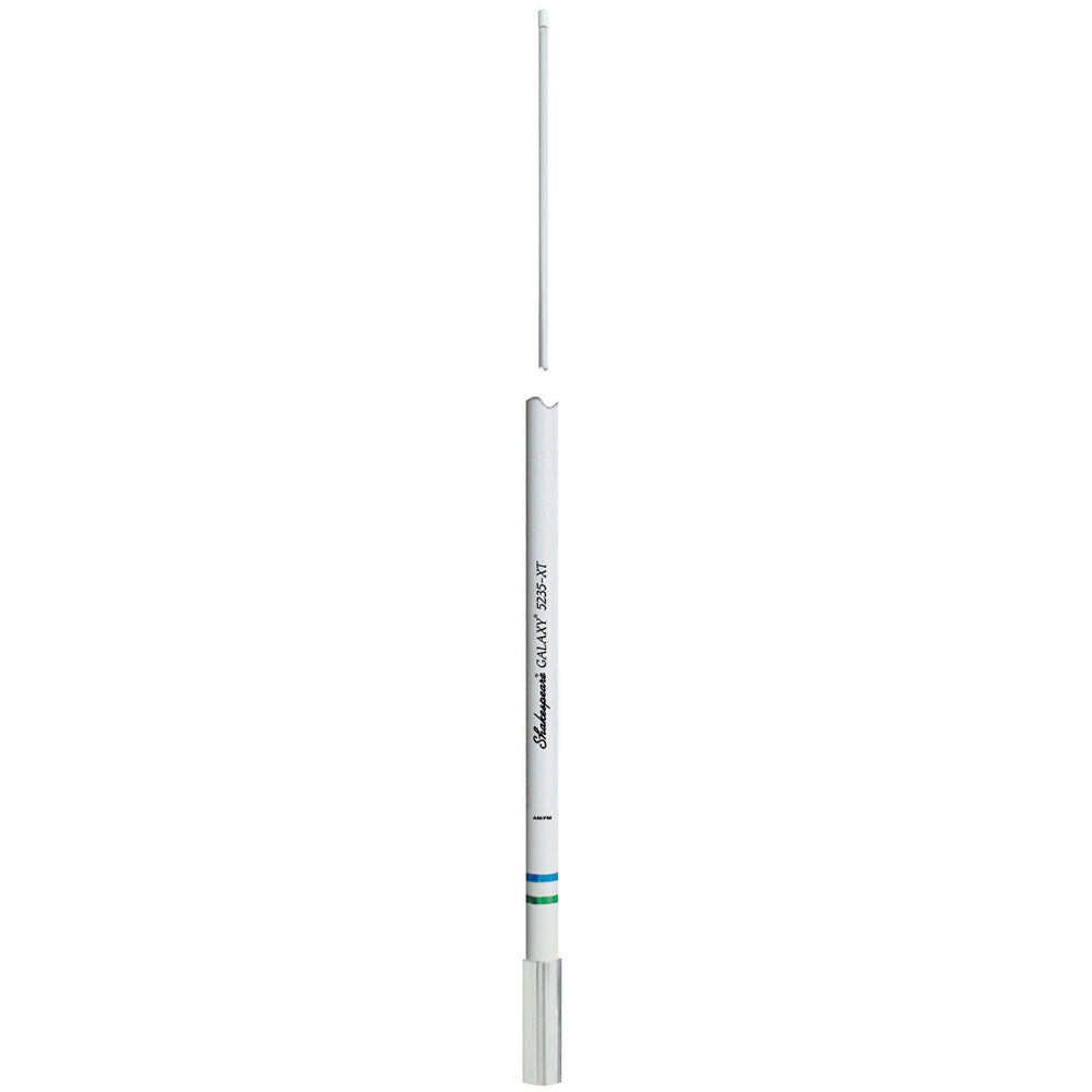 Shakespeare AM/FM 8ft 5235-XT Galaxy white vertical antenna with copper elements and 20ft RG-62 cable