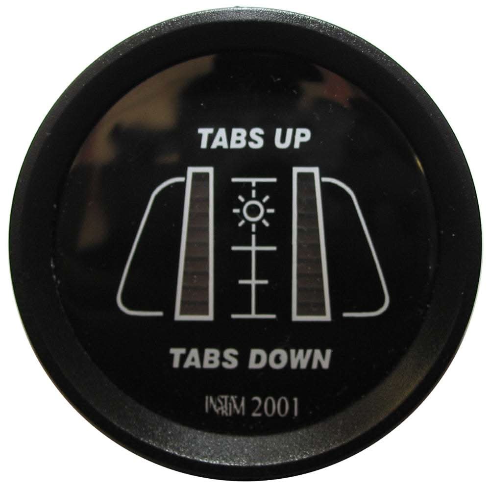 Boat Leveler Tab Locator electronic dashboard display showing tabs up and down positions black round gauge