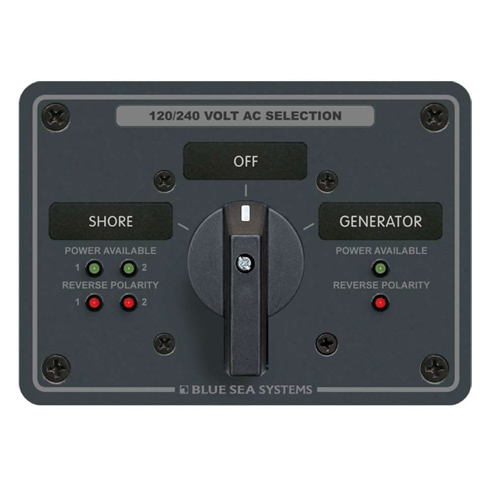 Blue Sea 8369 AC Rotary Panel 120/240V with OFF switch and LED indicators