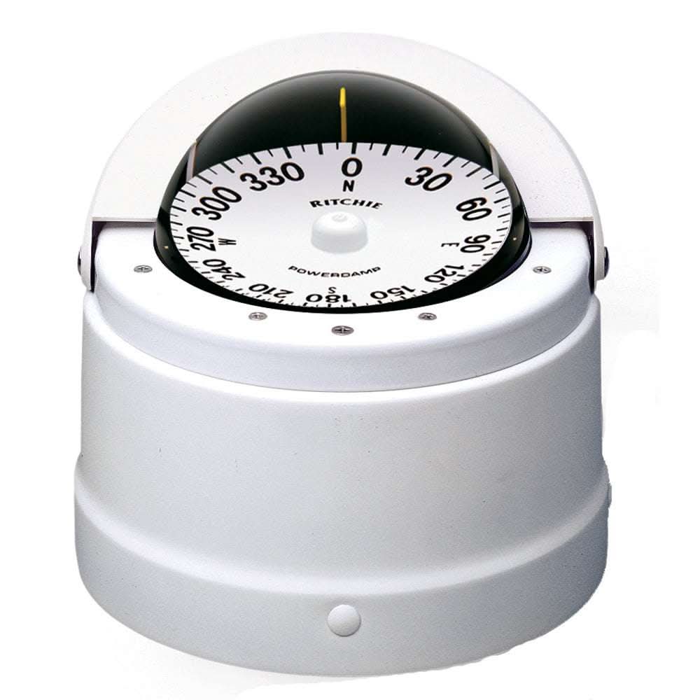 Ritchie DNW-200 white navigator compass with PowerDamp dial and stainless housing for boats
