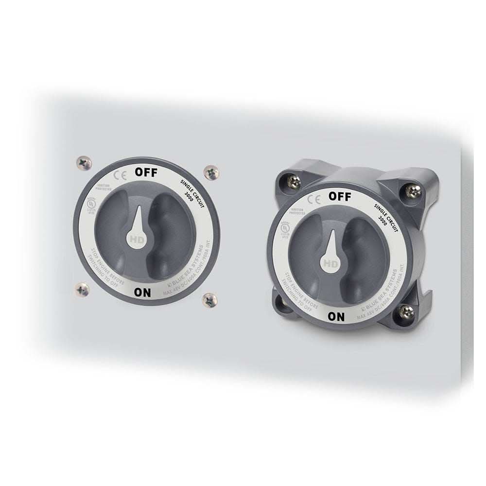 Blue Sea 3001 HD-Series battery switch single circuit ON/OFF with AFD mounted on panel