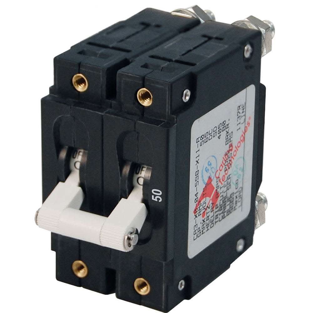 Blue Sea 7251 C-Series 50A double pole circuit breaker black with white toggle switch