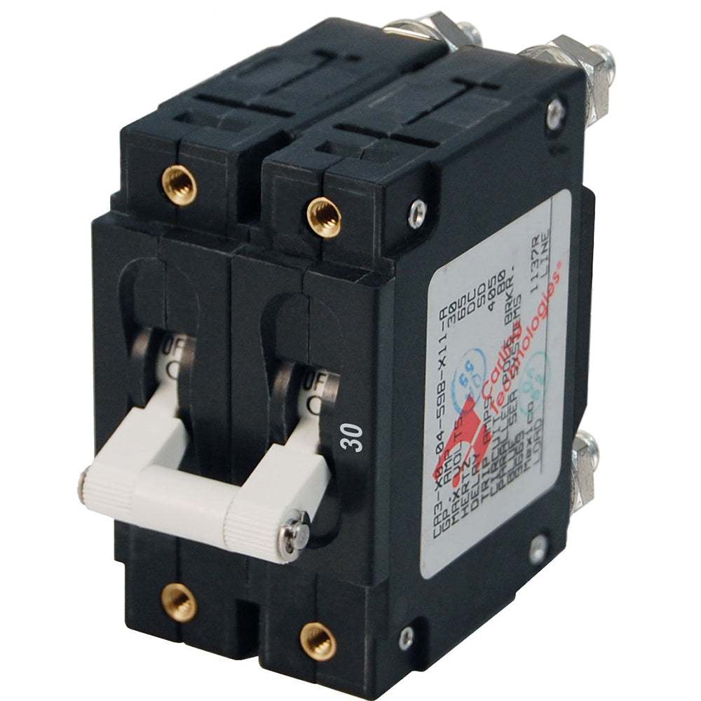 Blue Sea 7365 double pole 30A circuit breaker with toggle switch and 5000 amp interrupt capacity