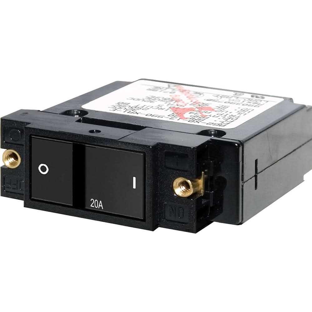 Blue Sea 7404 Single Pole Small Case 2" Flat Rocker Circuit Breaker - 20 Amp - 7404