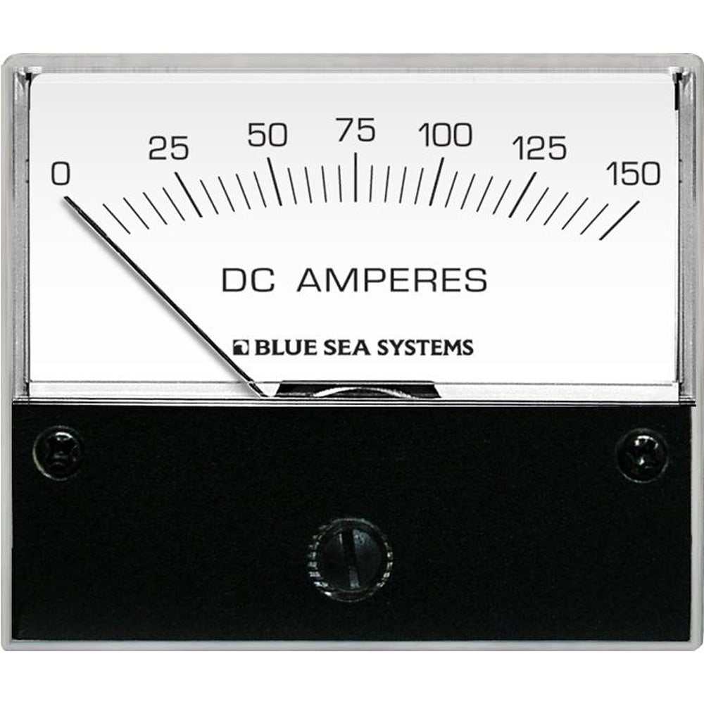Blue Sea 8018 DC Analog Ammeter with 2-3/4" face, 0-150 Amperes range, external shunt, and backlit meter face