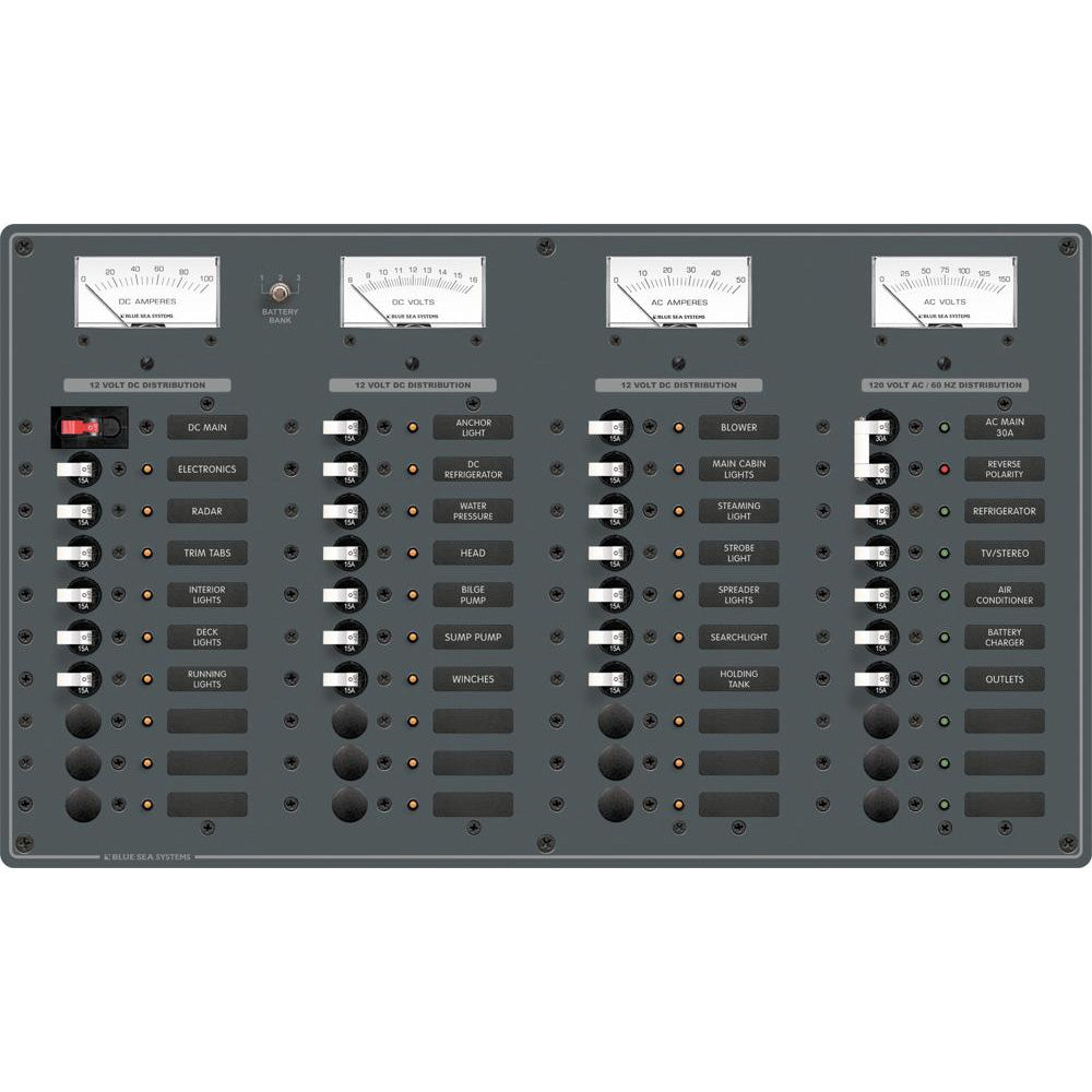 Blue Sea 8095 AC Main +8 Positions / DC Main +29 Positions Toggle Circuit Breaker Panel (White Switches) - 8095