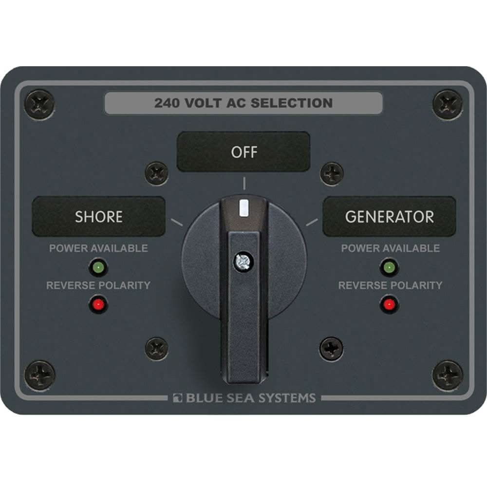 BLUE SEA 8363 AC rotary panel 240VAC 63A with 2 positions plus OFF switch and LED indicators
