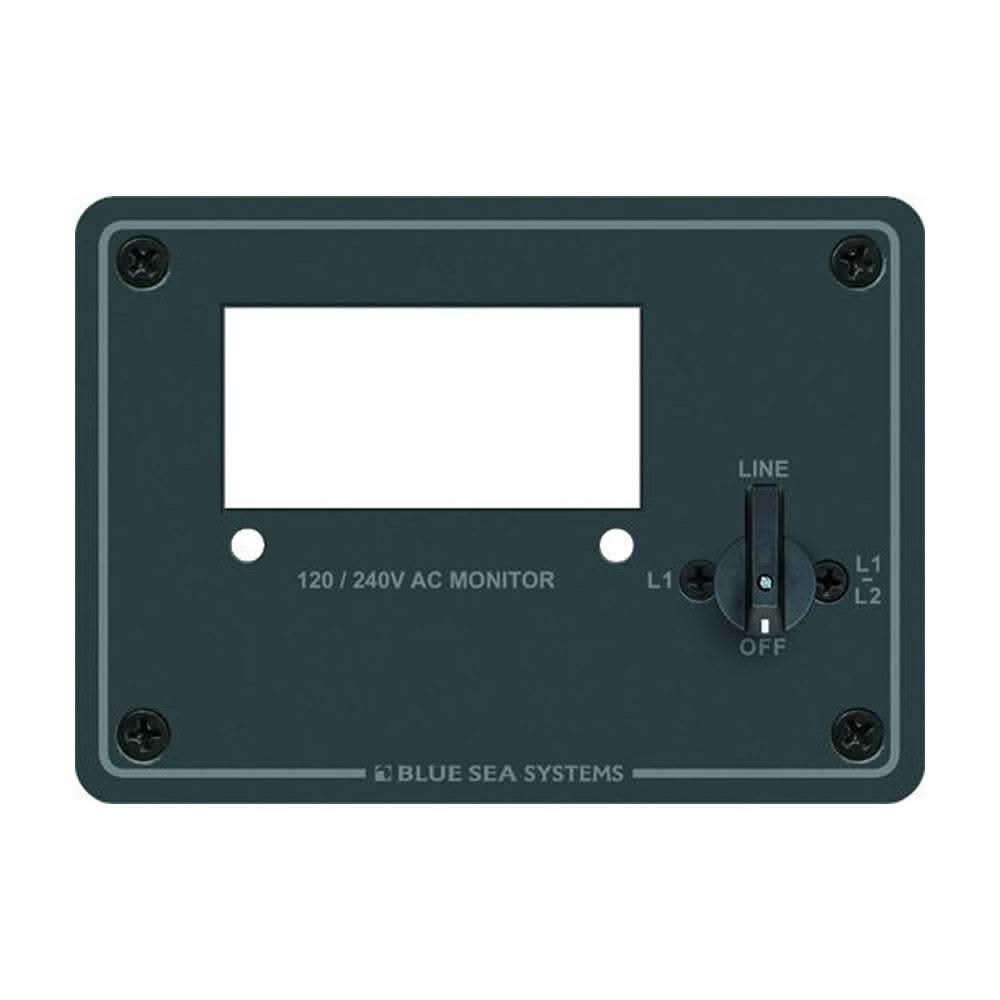Blue Sea 8410 120/240V AC digital meter panel with polarity LED and pre-wired buses