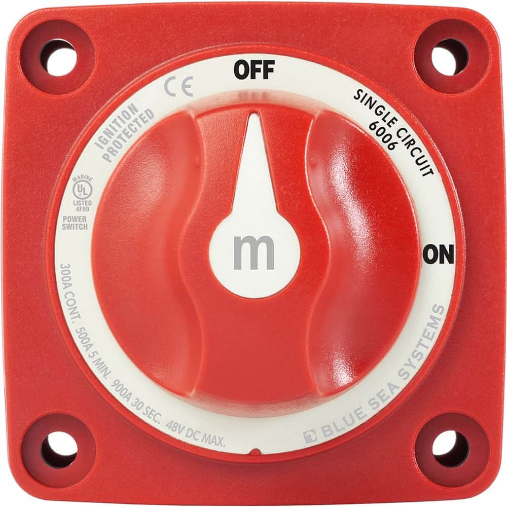 Blue Sea 6006 m-Series (Mini) Battery Switch Single Circuit ON/OFF Red - 6006
