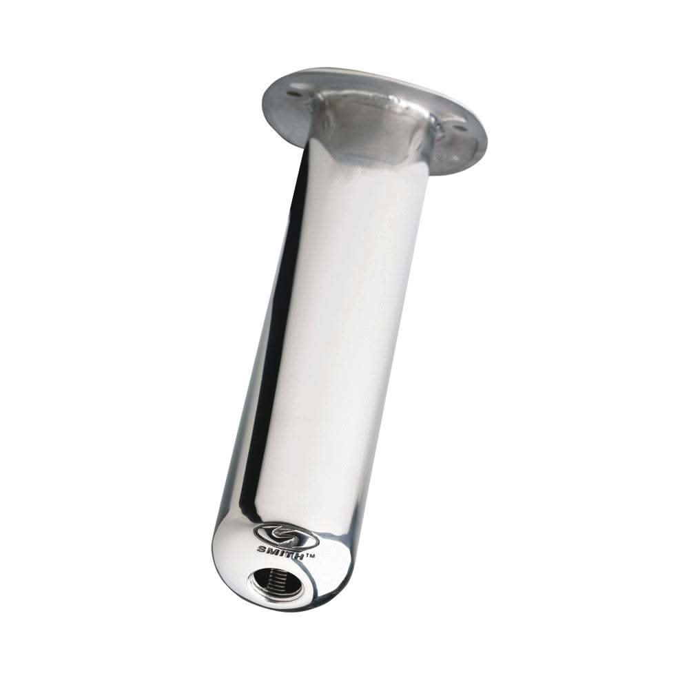 C.E. Smith Flush Mount Stainless Steel Rod Holder 0 Degree 10.5 Inch Deep with Drain Hole
