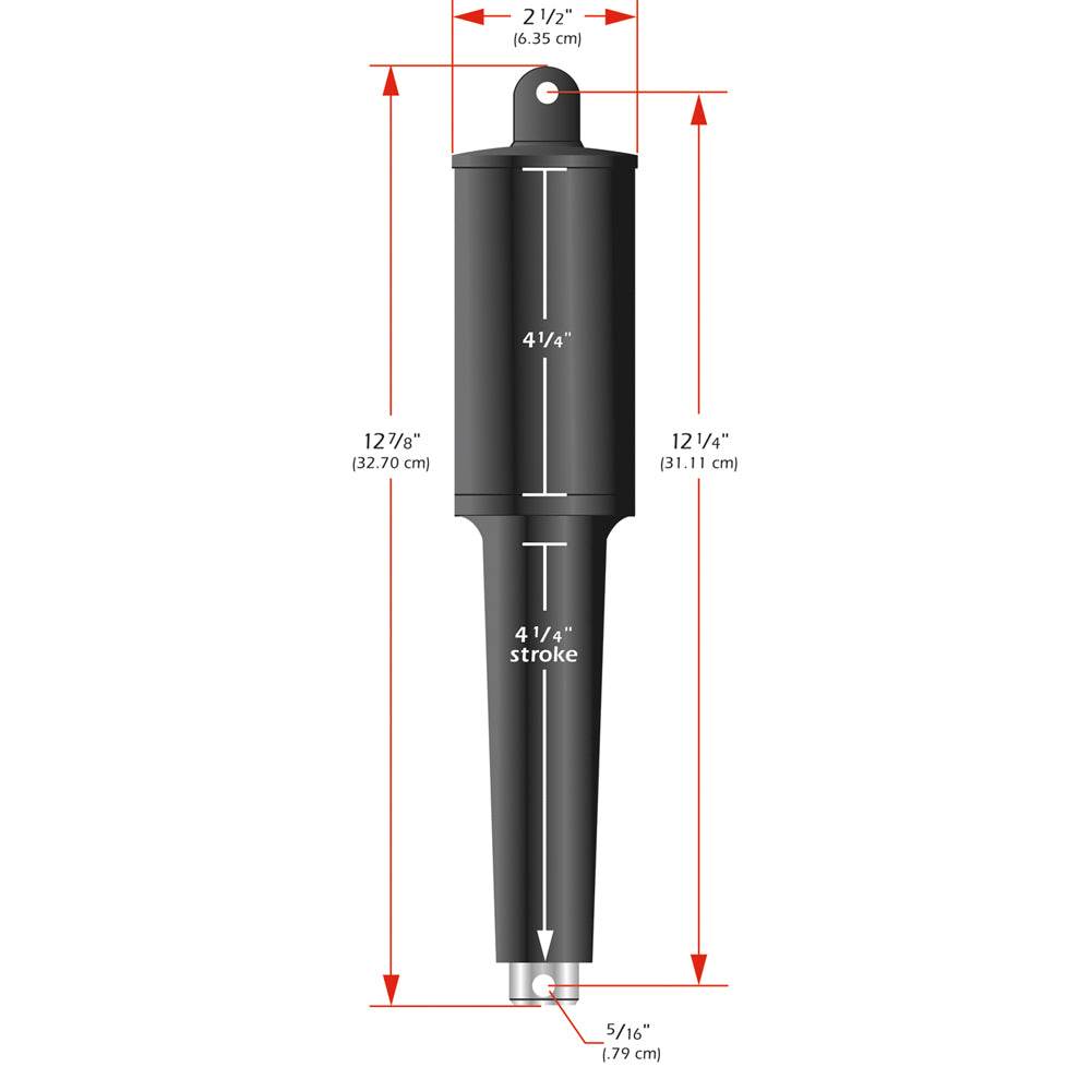 Lenco 102XD actuator with 4-1/4 inch stroke and mounting hardware detailed diagram