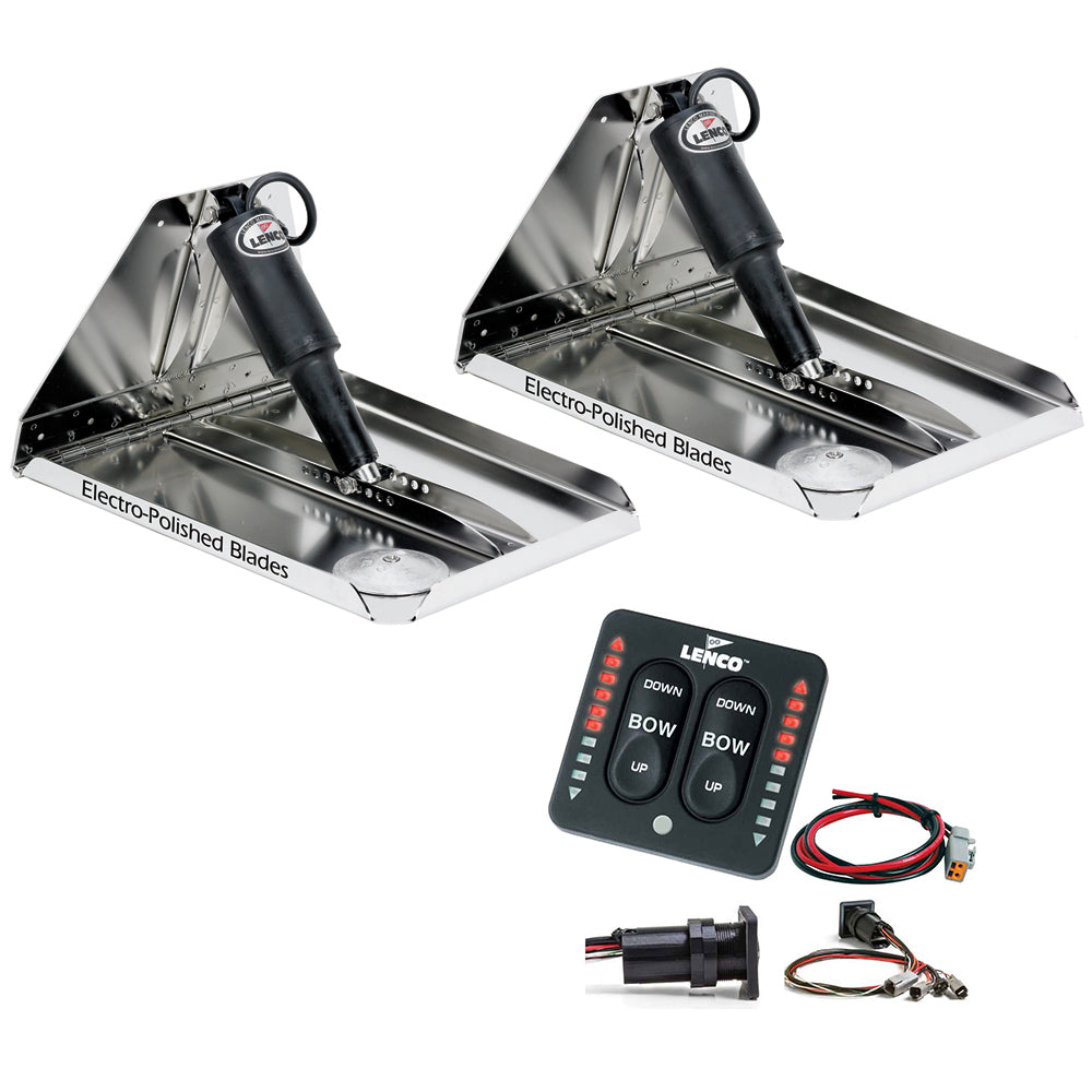 Lenco 18" x 14" Heavy Duty Performance Trim Tab Kit w/ LED Indicator Switch Kit 12V - RT18X14HDI - RT18X14HDI