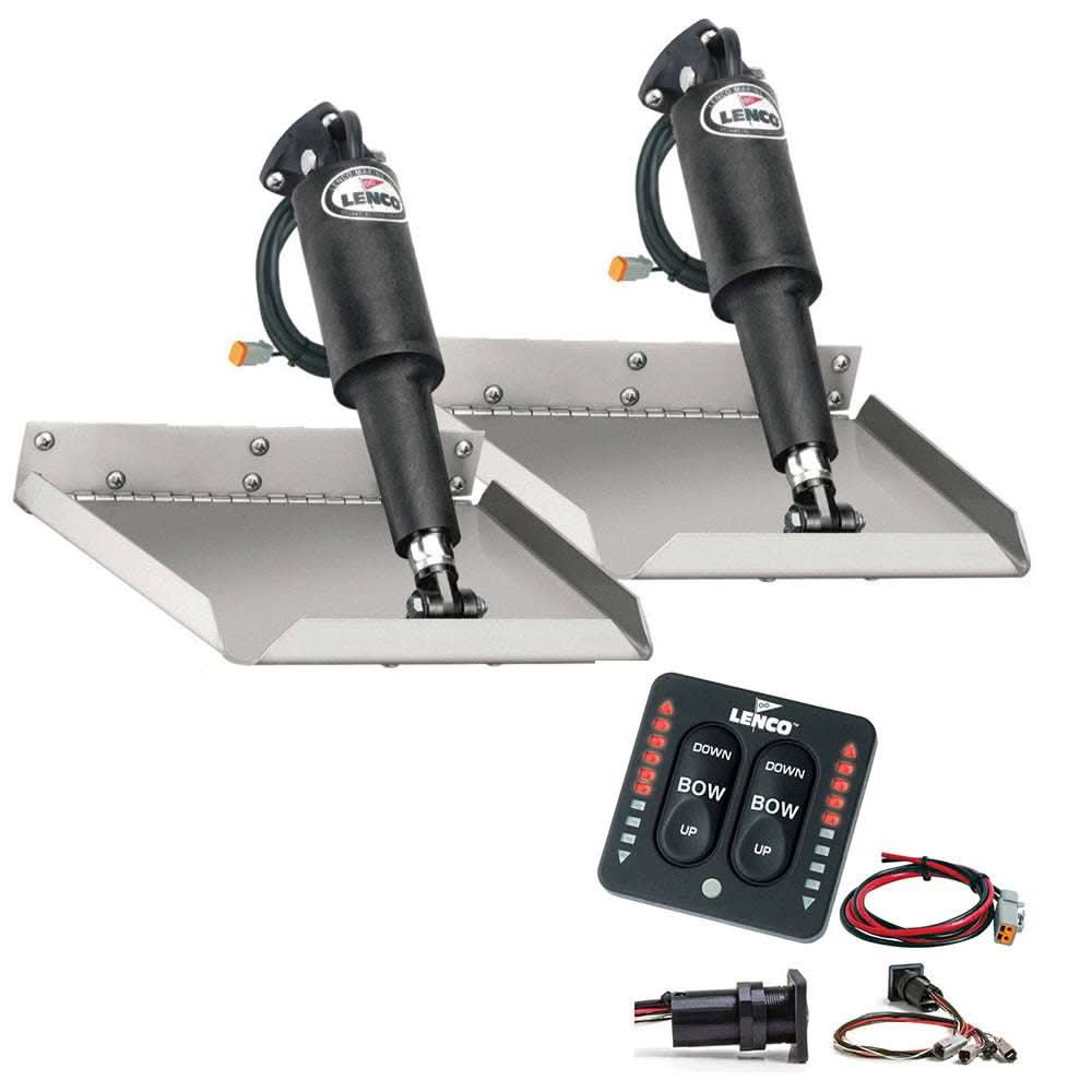 Lenco 9" x 9" Edgemount Trim Tab Kit with LED Indicator Switch Kit 12V - TT9X9EI - TT9X9EI