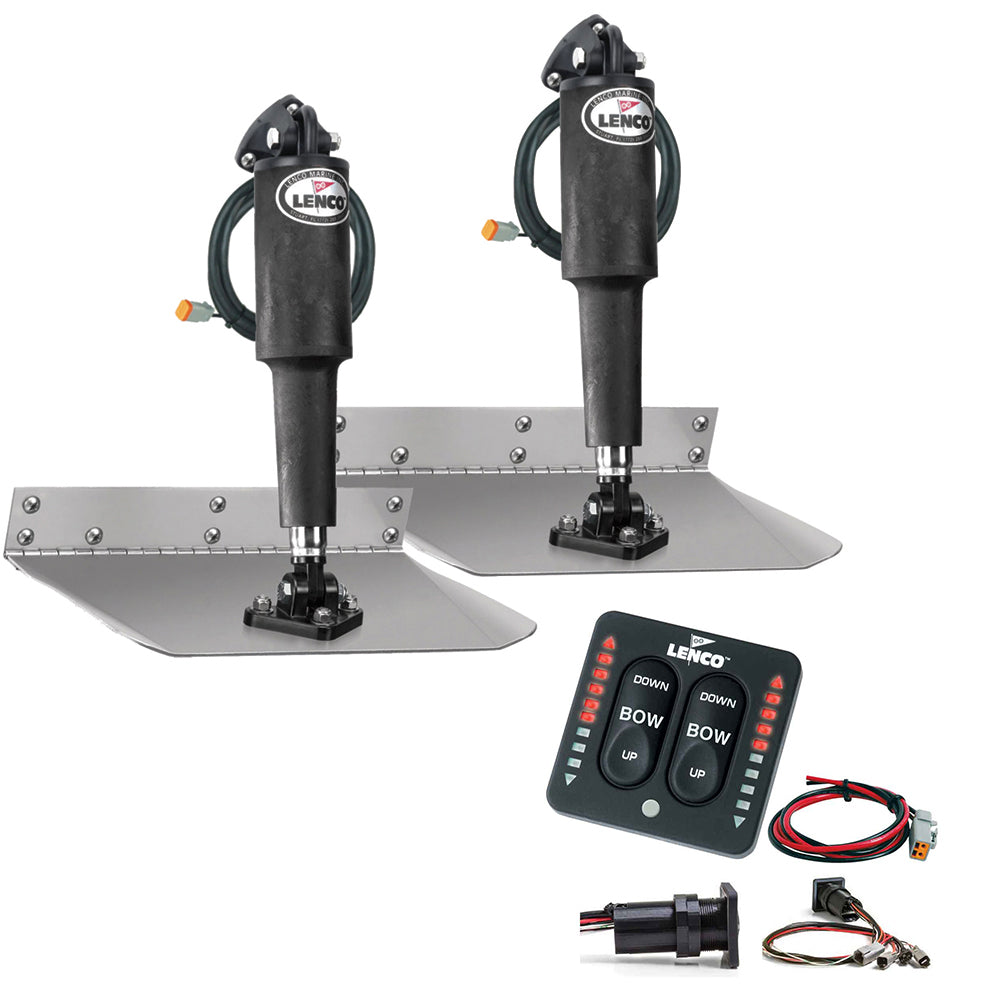 Lenco 9" x 24" Standard Trim Tab Kit with LED Indicator Switch Kit 12V - TT9X24I - TT9X24I