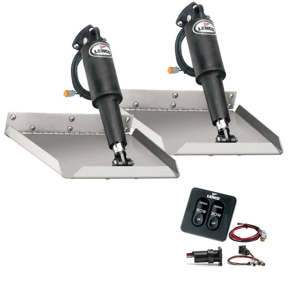 Lenco 12" x 9" Edgemount Trim Tab Kit with electric actuators and tactile switch for 12V boat control