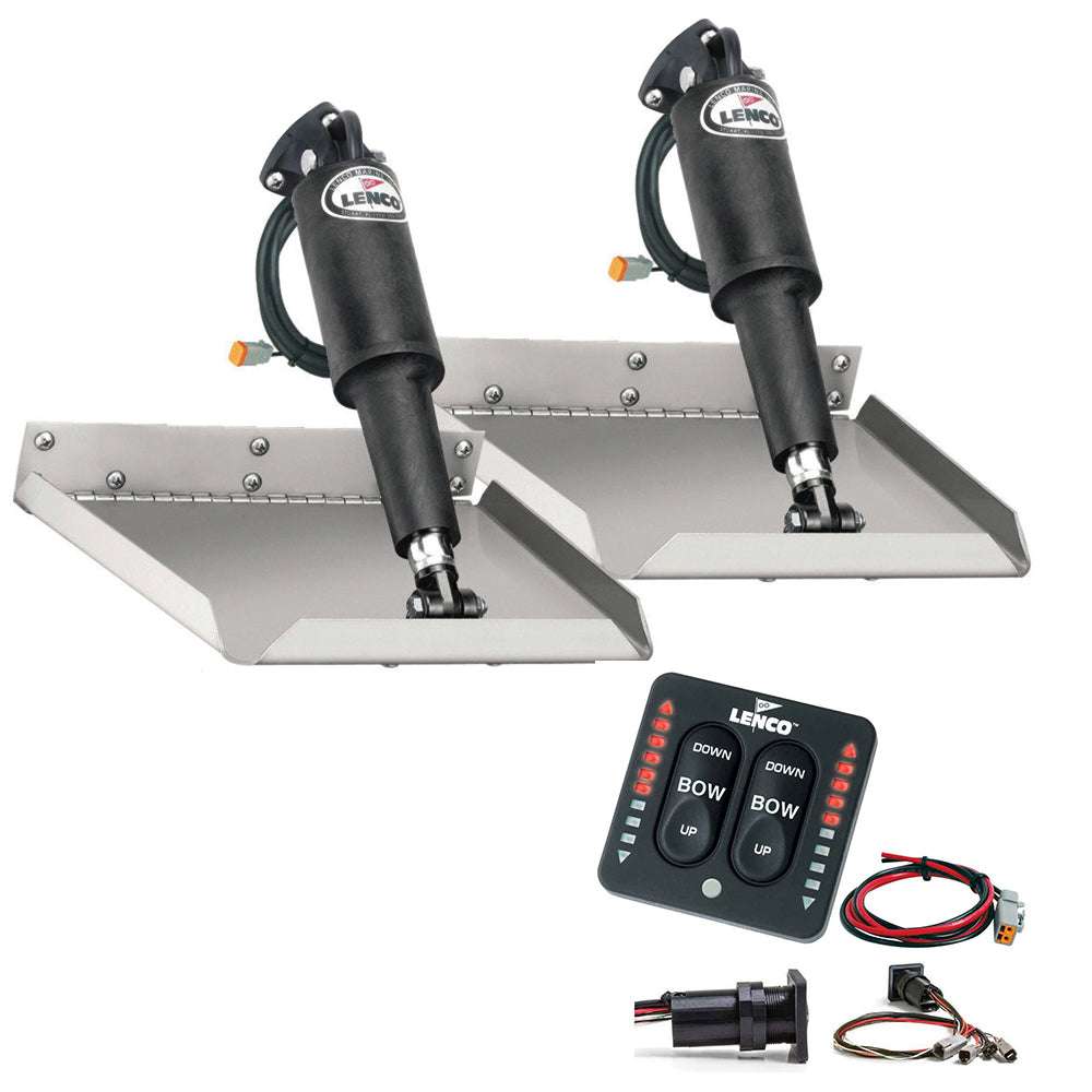 Lenco 12" x 12" Edgemount Trim Tab Kit with LED Indicator Switch Kit 12V - 15110-103